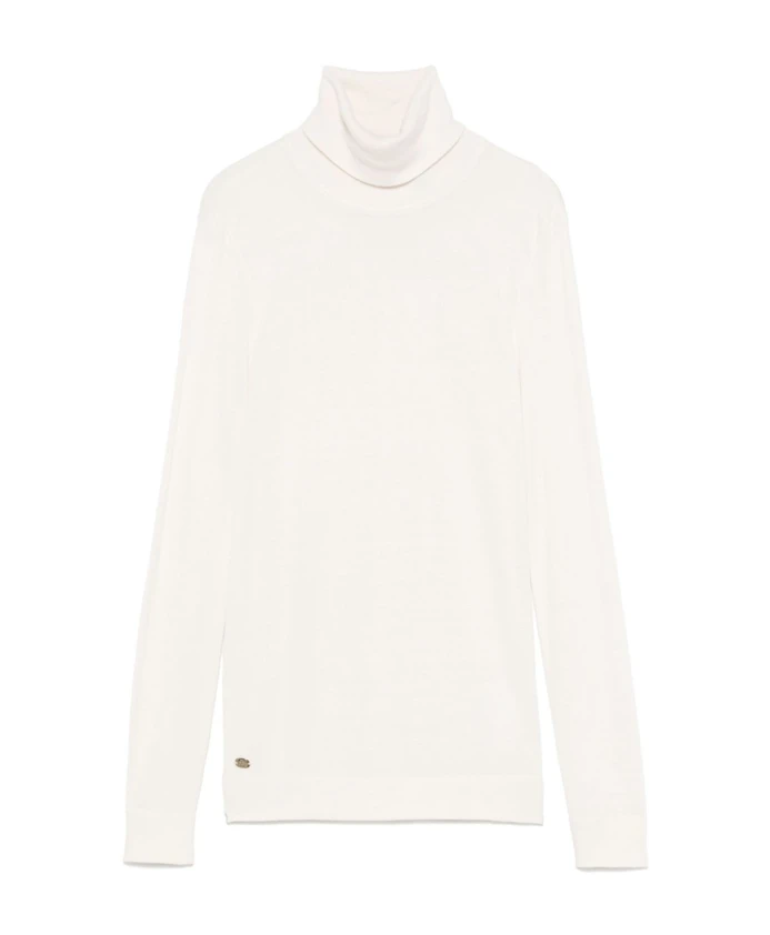 

Свитер с высоким воротником из тонкой вязки цвета экрю с ребристой отделкой Ralph Lauren, бежевый