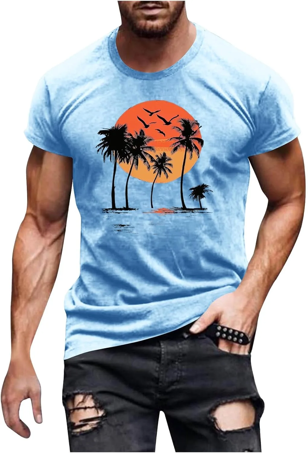 

Мужская футболка с коротким рукавом Casual Fashion с принтом Vintage