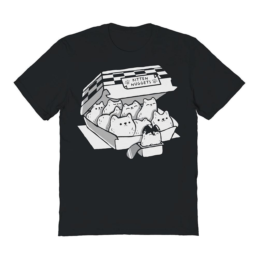 

Мужская черная футболка с рисунком COLAB89 by Threadless Kitten Nuggets Fast Food Cat, черный