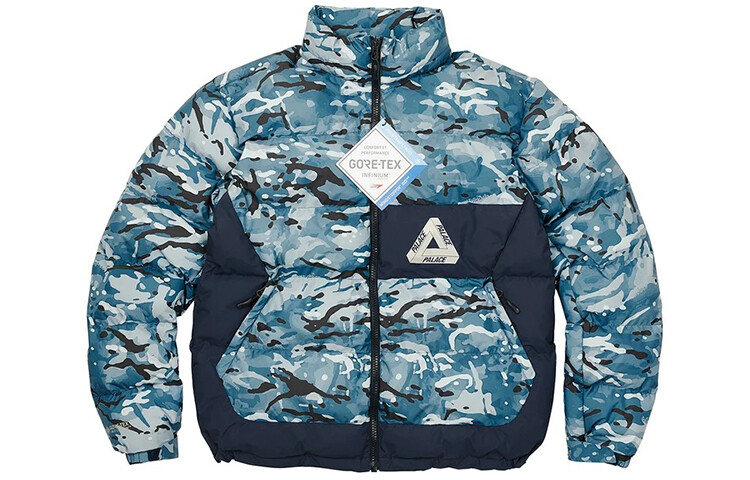 

Пуховик унисекс камуфляж синий Palace