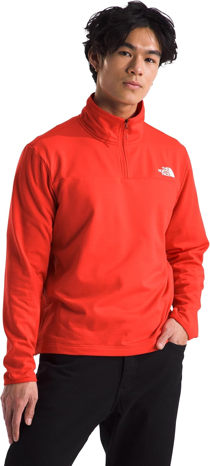 

The North Face мужская флисовая кофта Cedar Trail Grid с молнией на четверть | верхняя одежда для холодной погоды с прочными усиленными окантовками, Crimson Orange