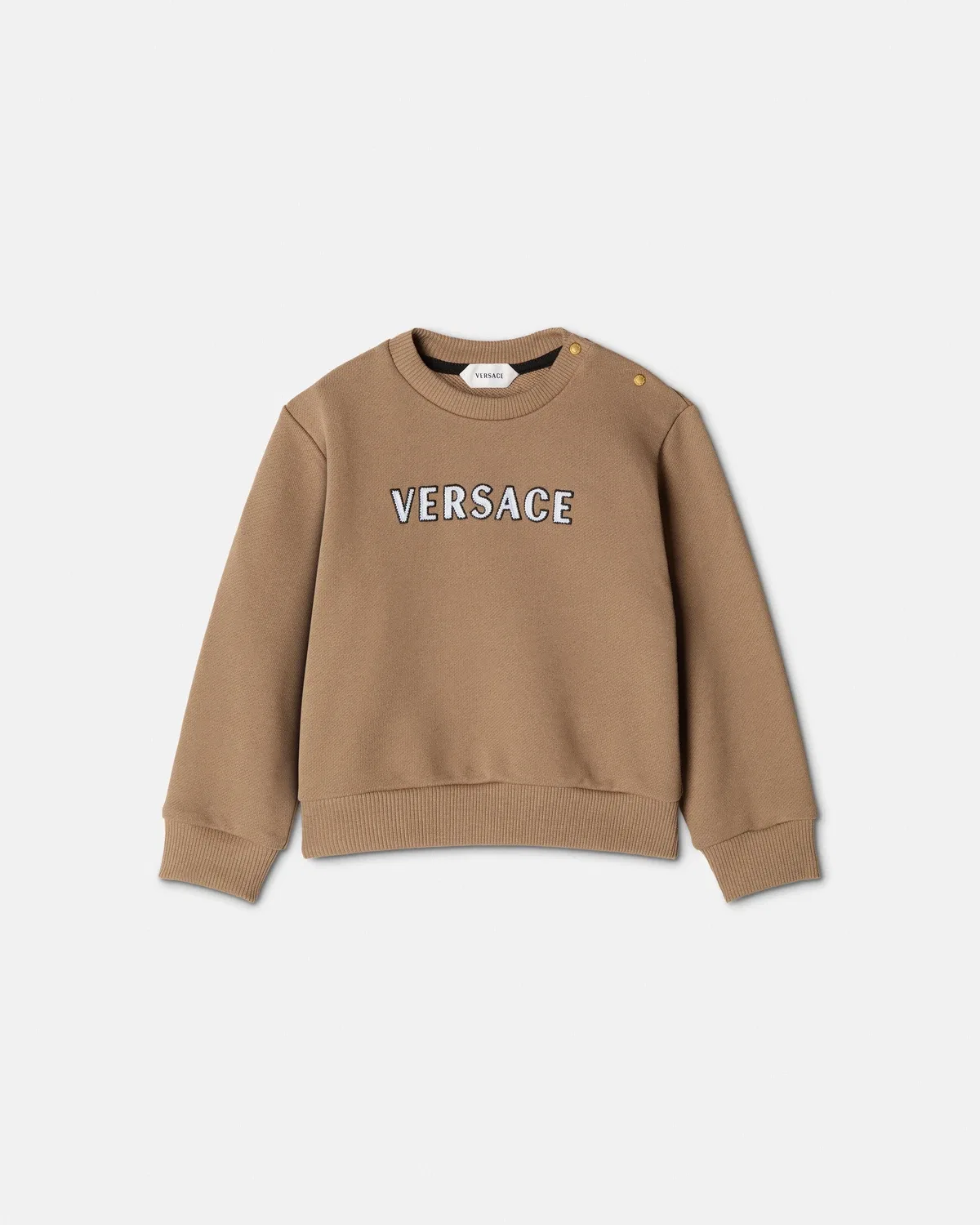 Базовая толстовка с логотипом на трикотаже из хлопка для младенцев Versace, коричневый