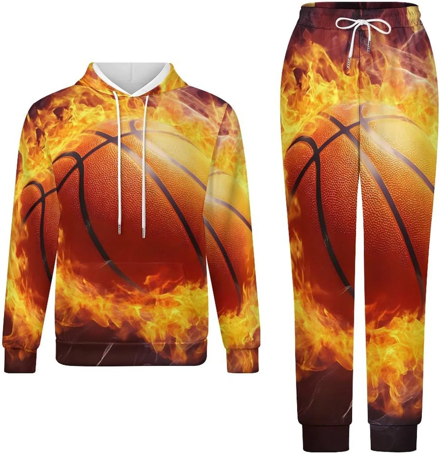 Мужской спортивный костюм из 2 предметов, толстовка и брюки, Fire Basketball, Style — фото 4
