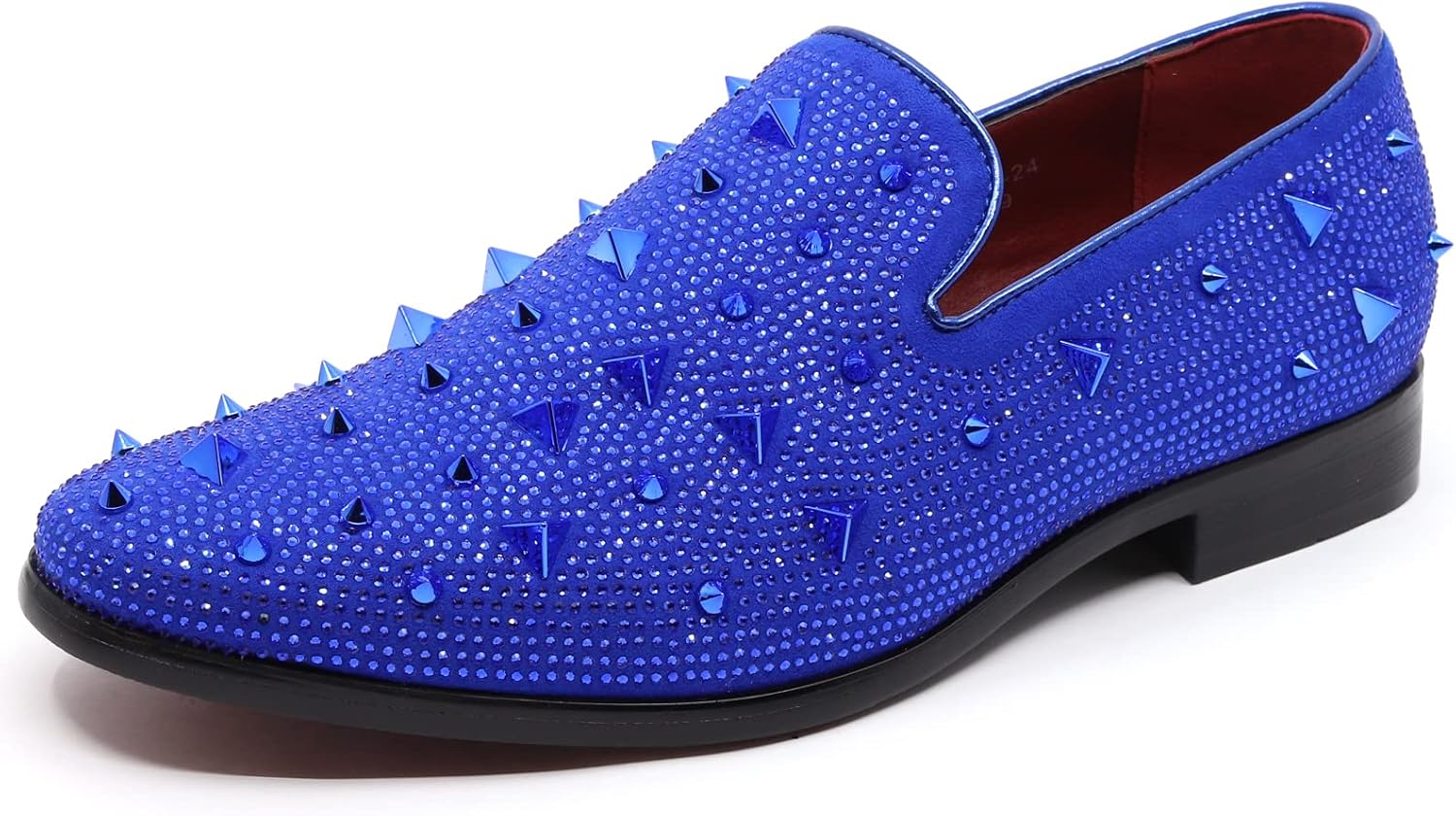 

Мужские винтажные туфли-лоферы с шипами и стразами, дизайнерские классические вечерние смокинги, модель SM-24 Metrocharm, синий