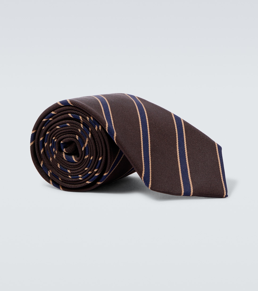 

Полосатый шелковый галстук Auralee, Dark Brown Stripe