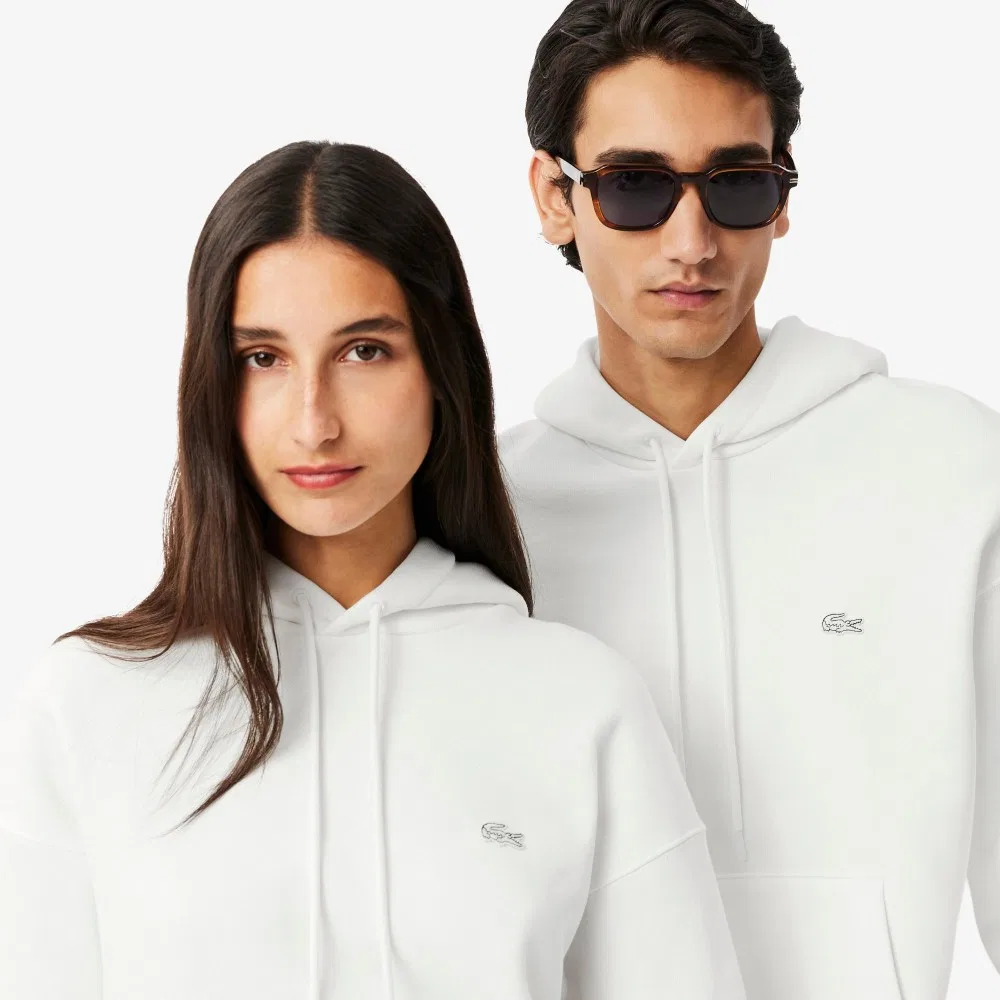 Мужская худи свободного кроя, молочно-белая, от Lacoste — фото 2