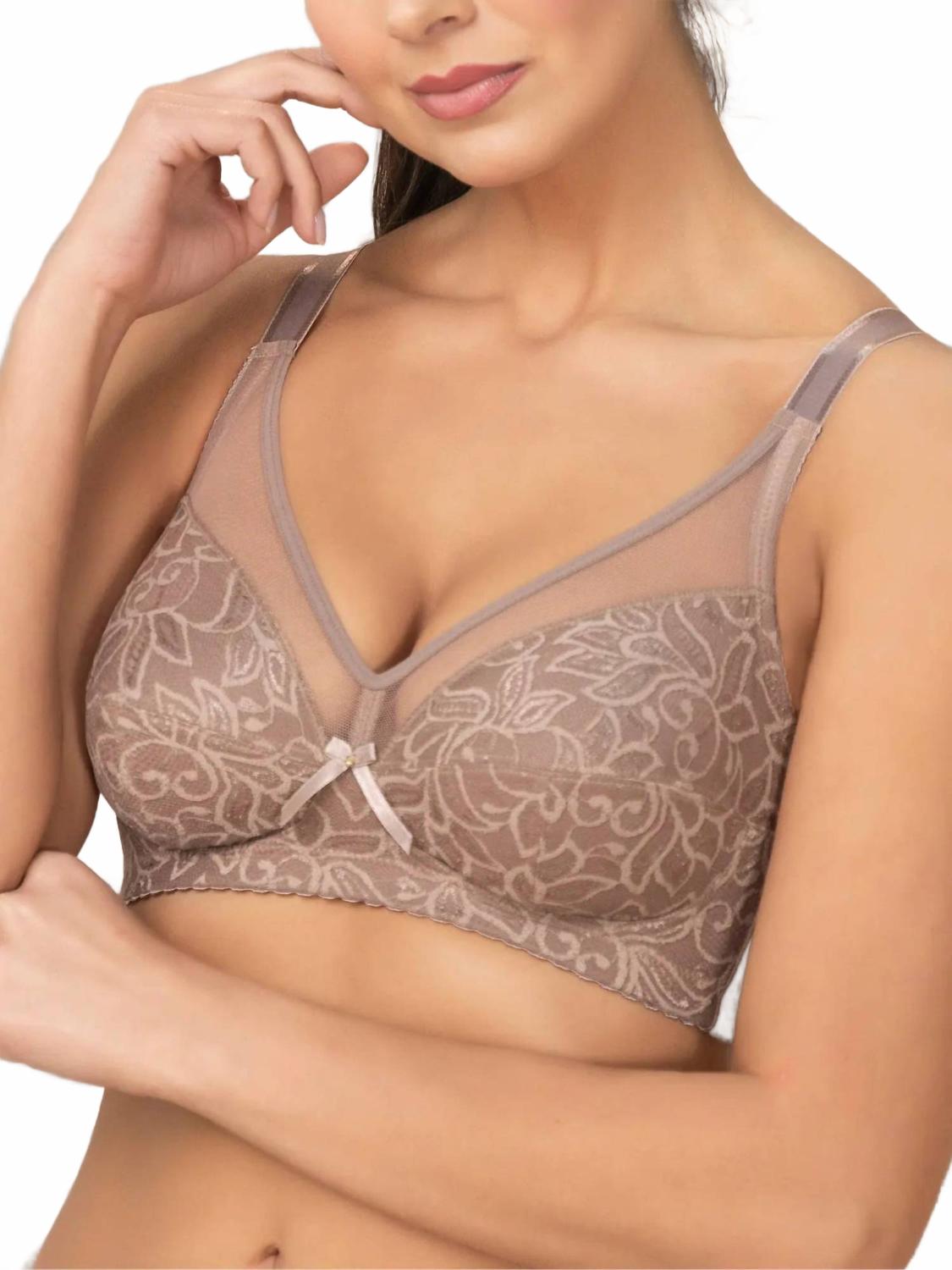 

Элегантный кружевной бюстгальтер с застежкой на спине в цвете какао Siluets, Cocoa