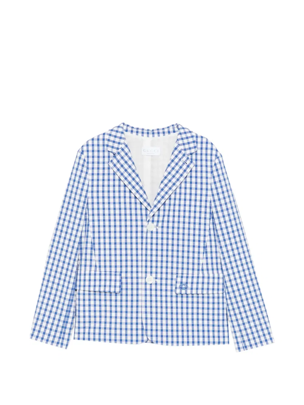 Пиджак в клетку с карманом Gucci Kids, синий