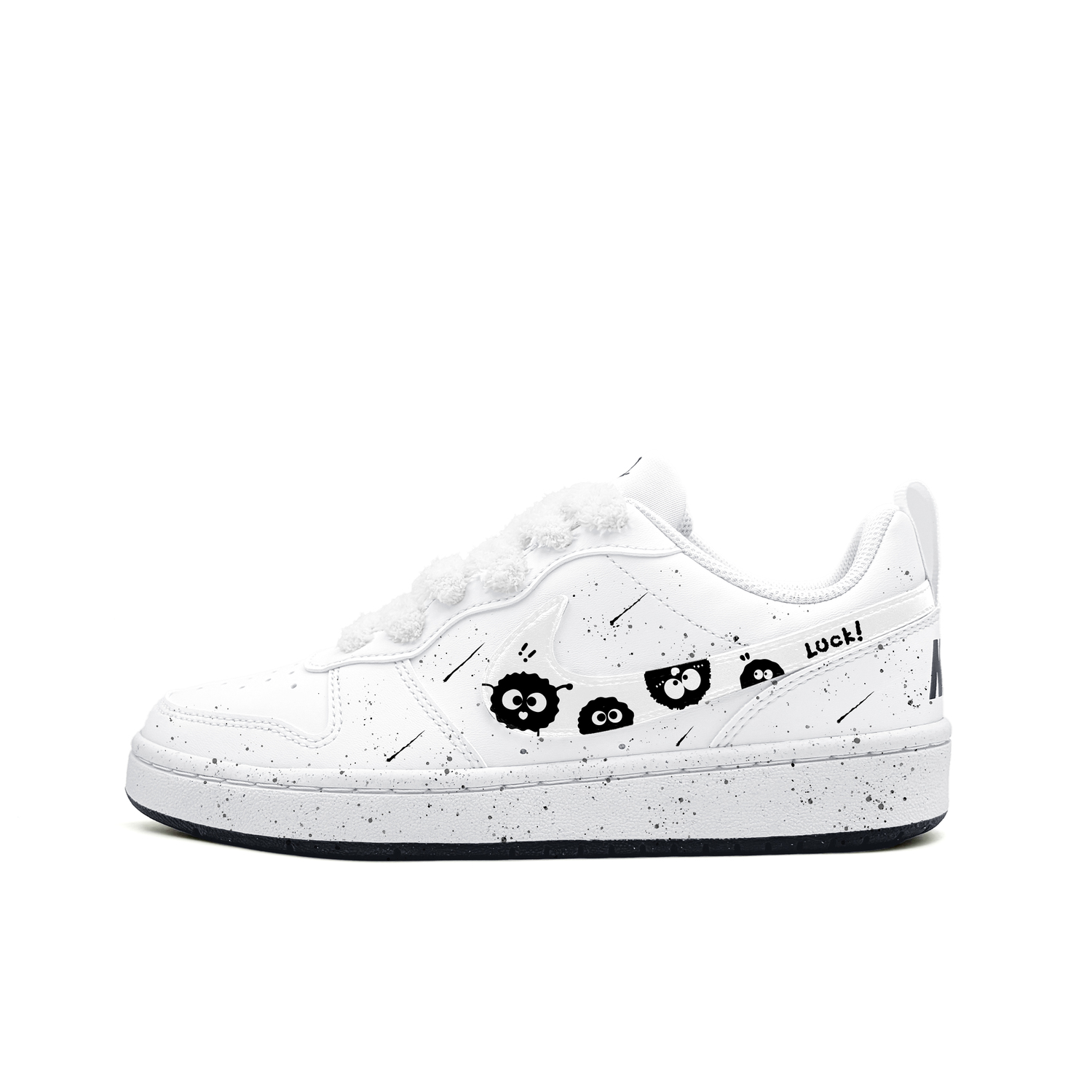 

Nike Court Borough Fluffy Coal Monster синтетическая кожа устойчивая к истиранию низкие кеды для скейтбординга черный белый