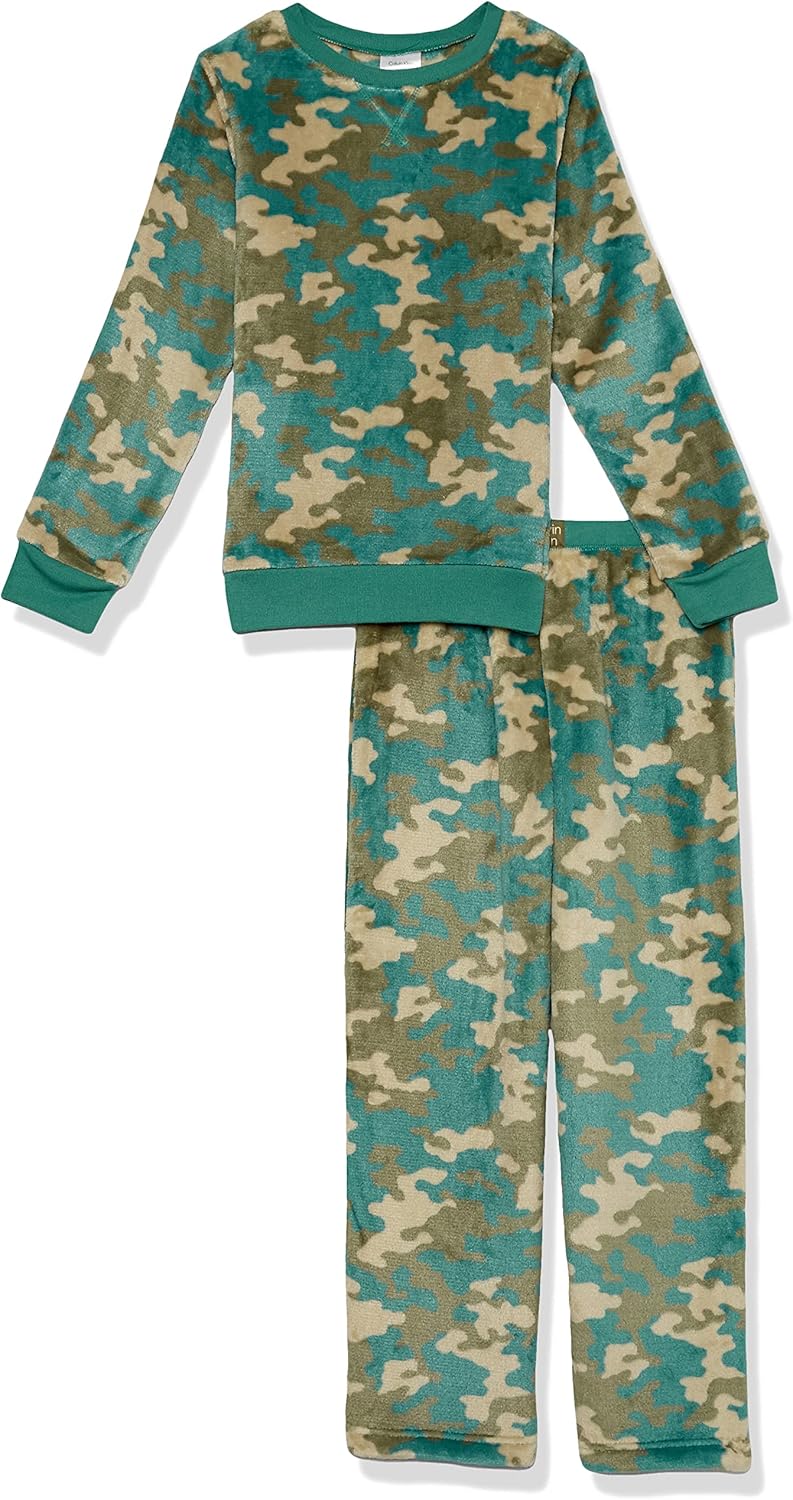 

Пижамный комплект Calvin Klein для мальчиков: футболка с длинным рукавом и клетчатые джоггеры, Olivine Camo
