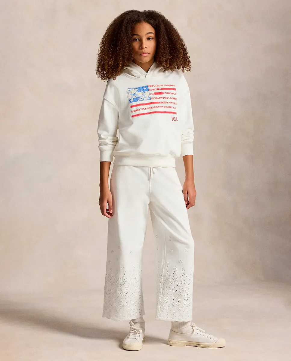 Толстовка для девочки с капюшоном и флагом Polo Ralph Lauren, белый — фото 2