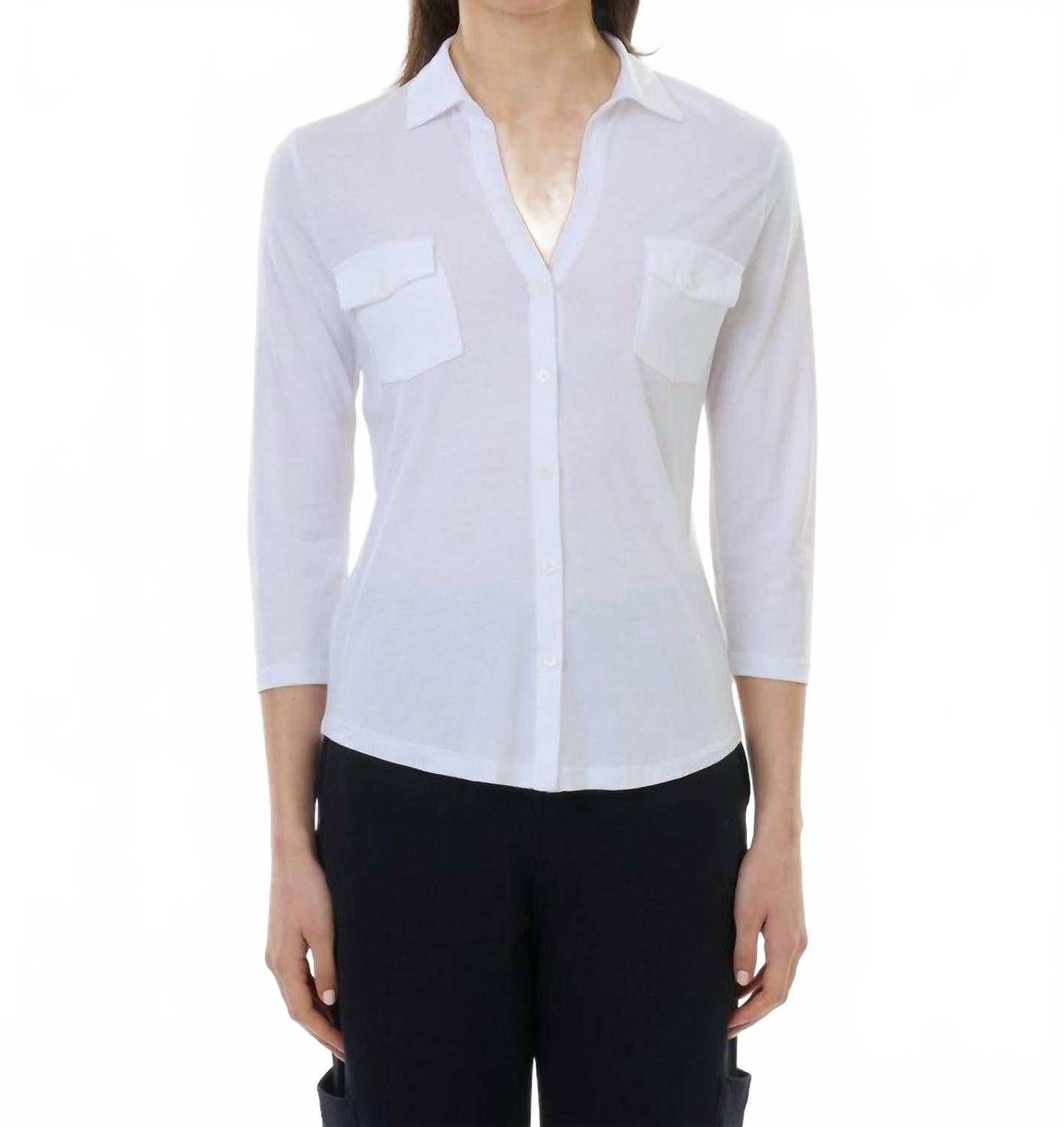 

Лиоцелловая хлопковая блуза с рукавом 3/4 в цвете Blanc Majestic Filatures, Blanc