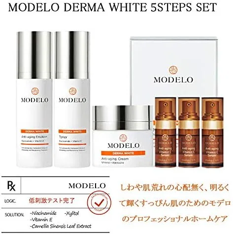 Набор для лица Modelo Derma White 5 Step Set: тоник, эмульсия, крем, сыворотка с витамином C, маски 5 шт, 125 мл Miya Kung — фото 2