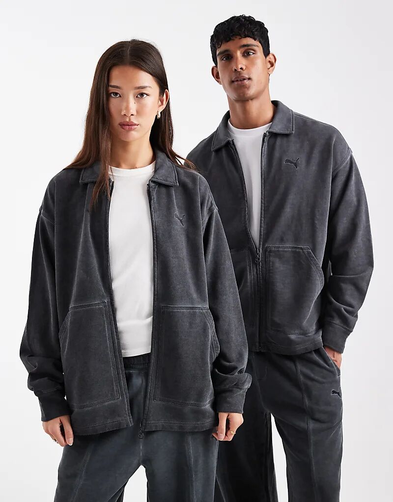 

Рубашка свободного кроя Puma Washed oversize в темно-сером цвете