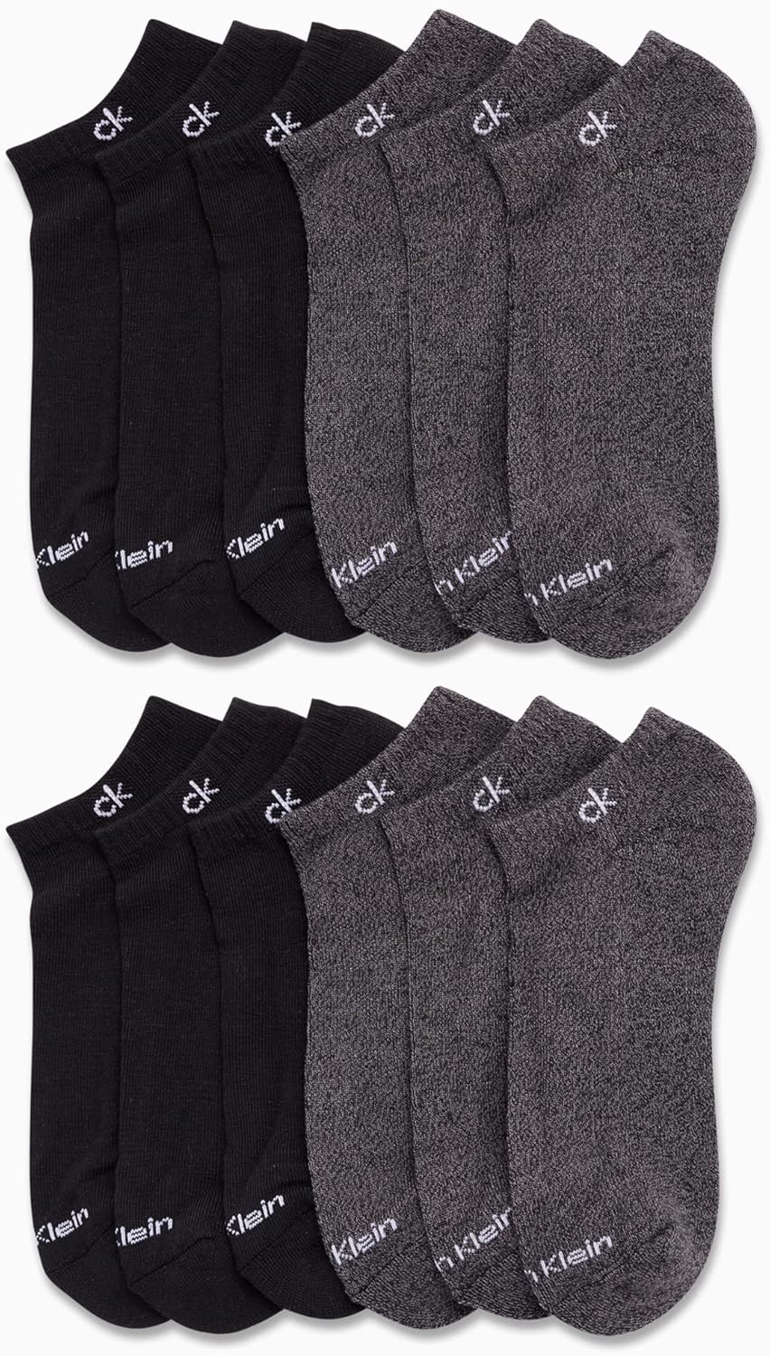 Мужские носки Calvin Klein - 12 шт., легкие, нескользящие, непромокаемые, для мужчин - спортивные носки-подкладки для обуви, Black/Grey Solid — фото 2
