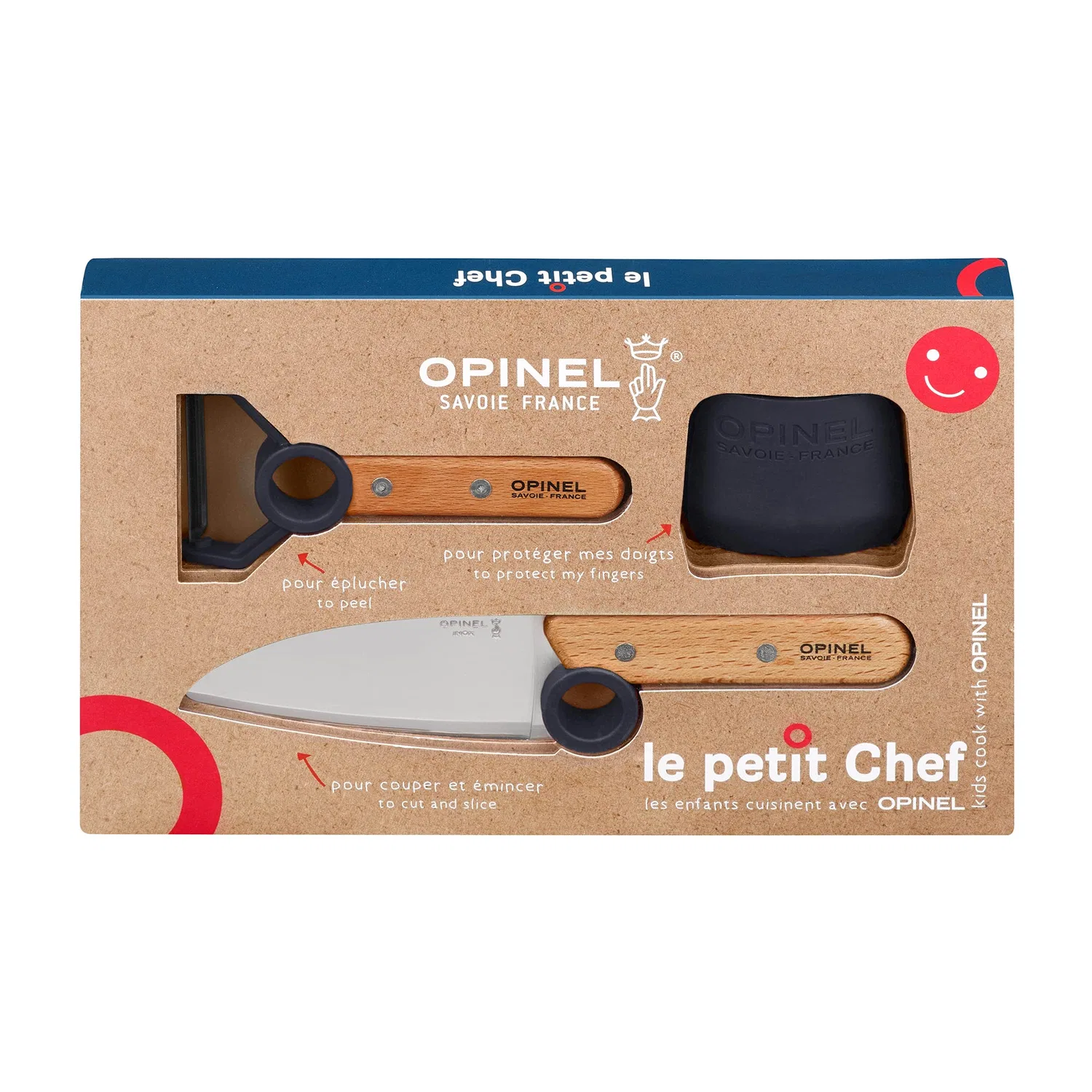 Детский кухонный набор ножей «Le Petit Chef» из 3 предметов, синий, от OPINEL
