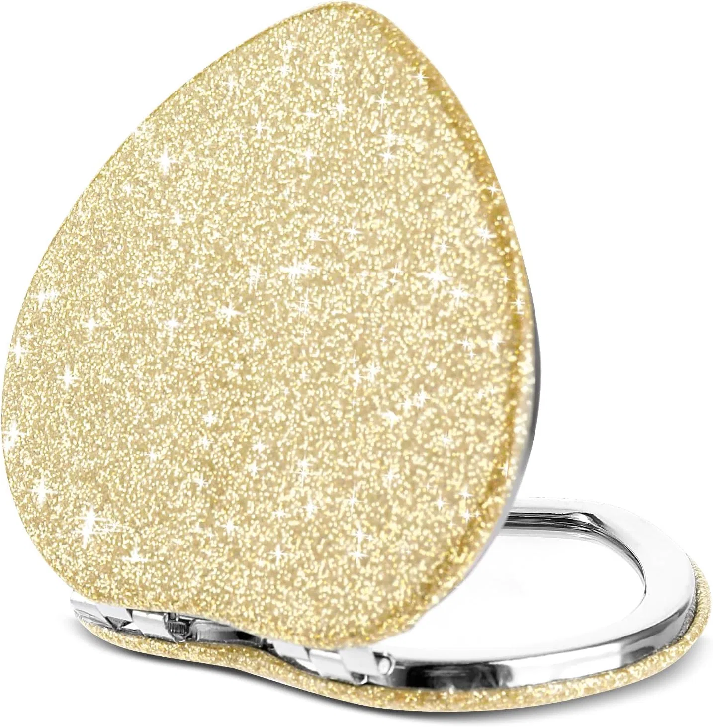 Компактное складное зеркало в форме сердца Dimeho с увеличением Dimeho, Gold Silver