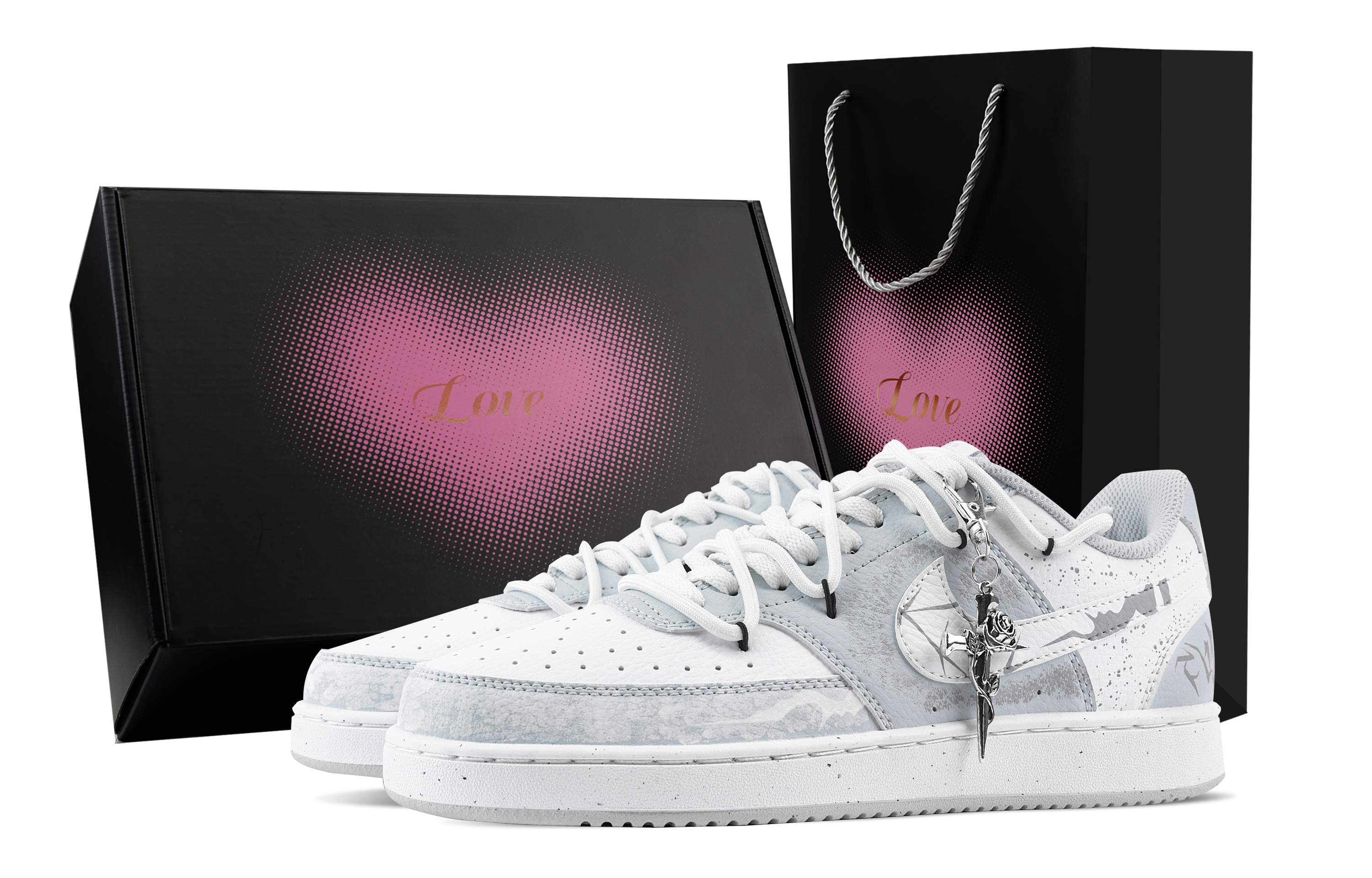 

Nike Низкие износостойкие кроссовки Court Vision White Thorn Heart Box для скейтбординга, светло-серые, мужские