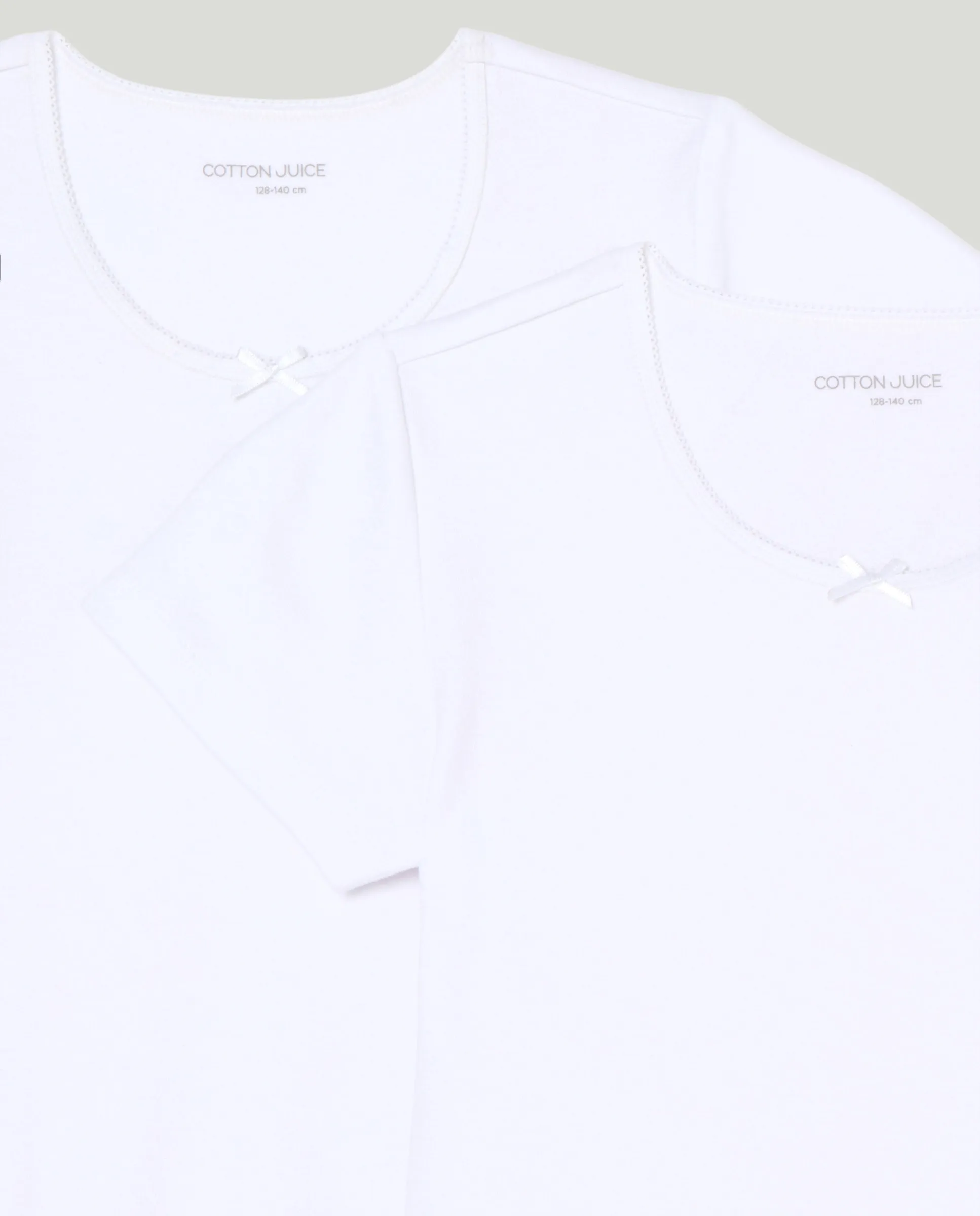 Комплект из двух флисовых термофутболок с коротким рукавом для девочек Cotton Juice, белый — фото 3