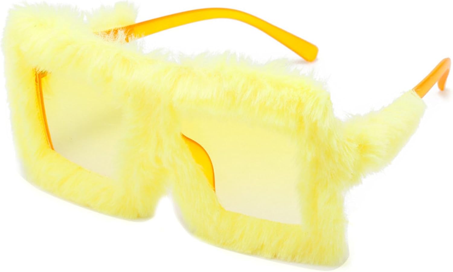 

Меховые солнцезащитные очки в стиле Y2K для женщин и мужчин, пушистые плюшевые солнцезащитные очки, модные очки для вечеринок, панк-стиль, мягкие бархатные солнцезащитные очки YISHATIER, Yellow / Yellow