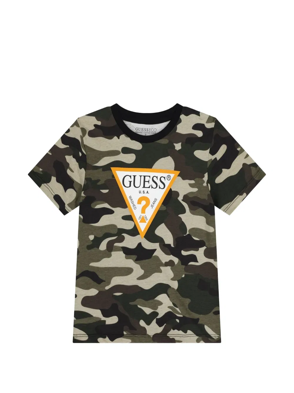 Футболка с камуфляжным рисунком Guess Kids, зеленый