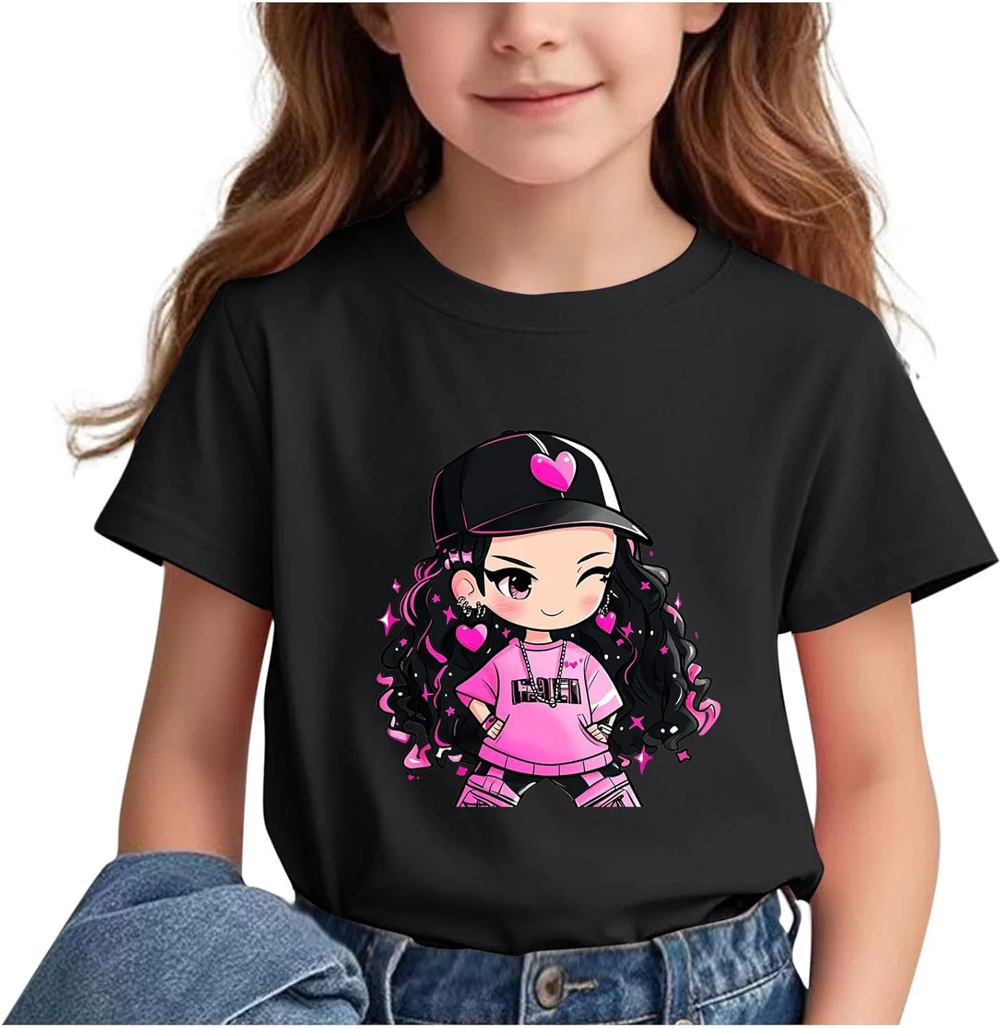 Футболка для девочек Cotton Cute Graphic Tees Zzalalana, Black