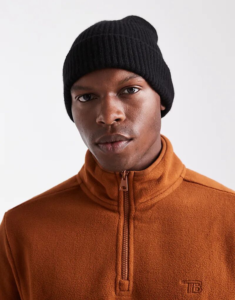 

Шапка-бини Jack & Jones из смеси шерсти премиум-класса черного цвета