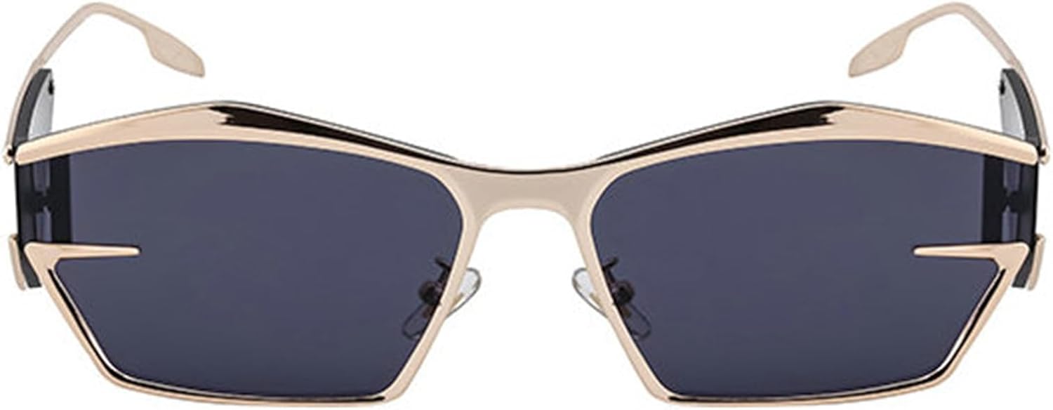 

Солнцезащитные очки Willochra Cool в стиле панк для женщин и мужчин, нестандартной прямоугольной формы, футуристические солнцезащитные очки для женщин в стиле панк, модель F28, Gold Black