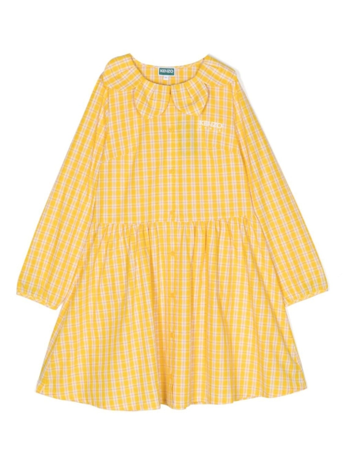 

Kenzo Kids платье-рубашка в клетку, желтый