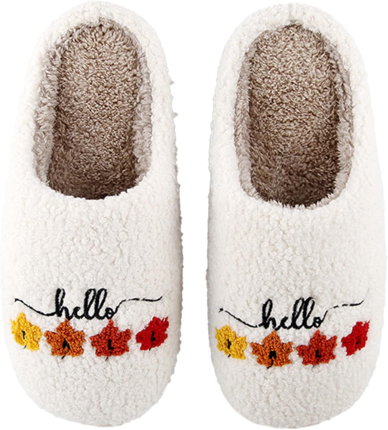 

Домашние тапочки для женщин и мужчин oukisam, с эффектом памяти, для улицы и дома, теплые плюшевые тапочки для спальни, Maple Leaves