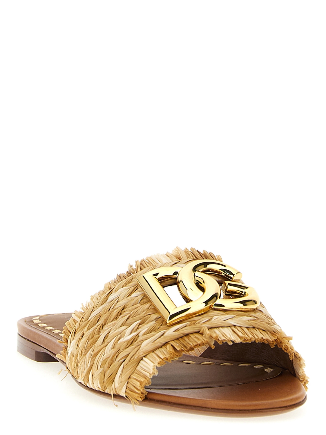 Сланцы из плетеной рафии DOLCE & GABBANA, коричневый — фото 2