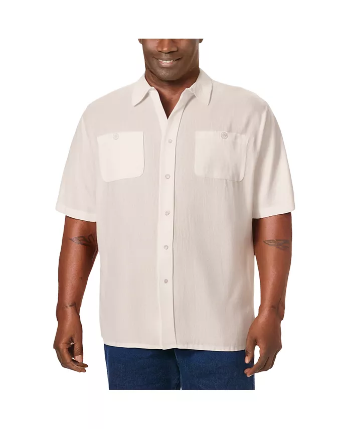 

Большая и высокая льняная рубашка с коротким рукавом Kingsize, загар/бежевый