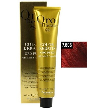 Oro Therapy Color Keratin 7.606 100 мл — теплый красный блондин, Fanola — фото 2