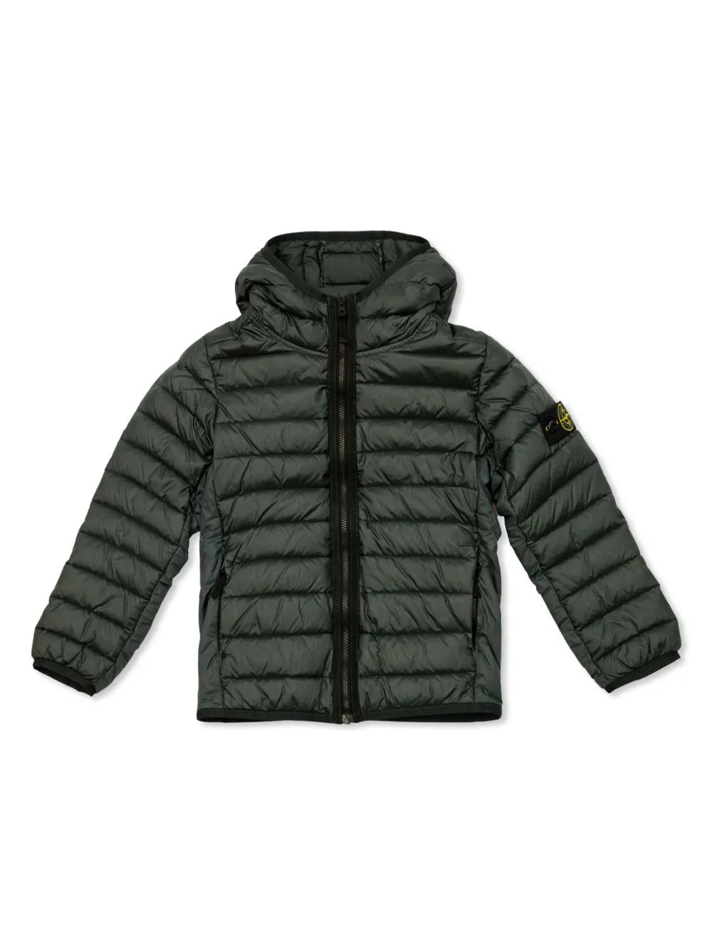 

Стеганая куртка с капюшоном и нашивкой-логотипом Stone Island Junior, зеленый