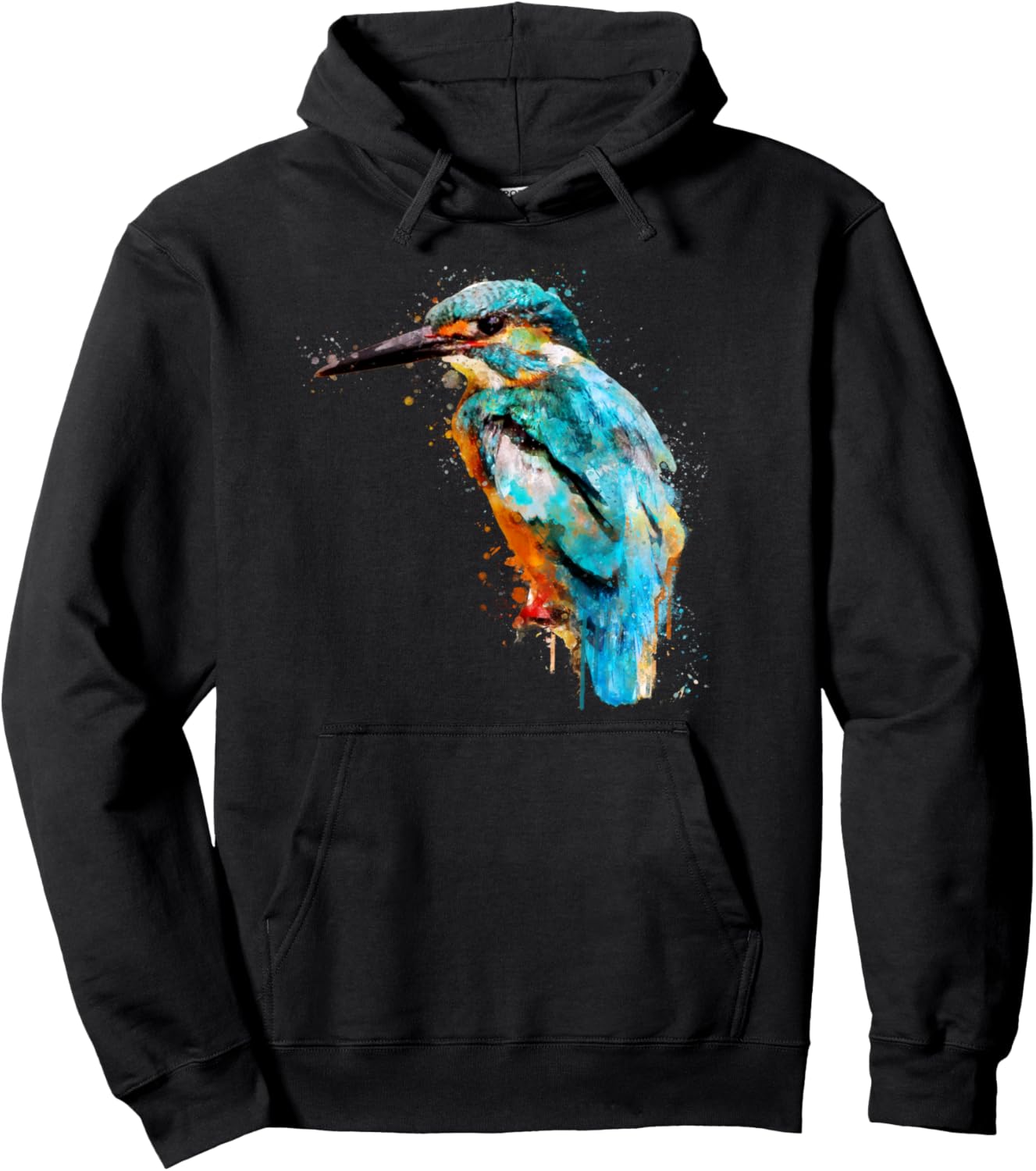 

Худи с изображением птицы Кавасаки и дикого животного, выполненным акварелью Dramabite, черный