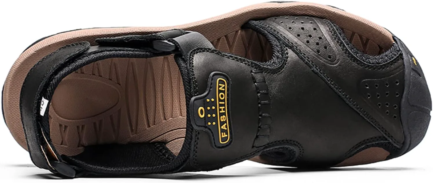 

Мужские уличные сандалии Cmadolrs, кожаные спортивные сандалии, легкие повседневные пляжные туфли для мужчин, открытые водные сандалии, черный