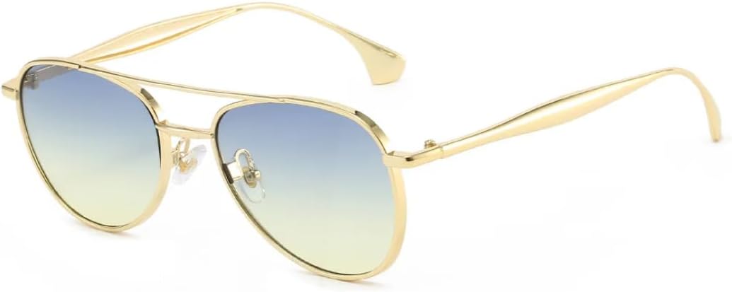 

Модные классические солнцезащитные очки для мужчин и женщин, металлические, с защитой от УФ-излучения UV400, идеально подходят для путешествий UATXTAU, Gold Green Yellow