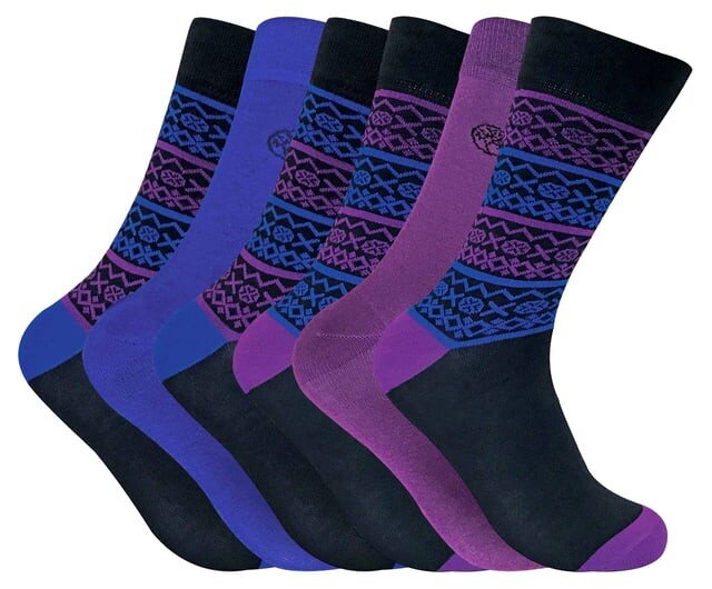 

6 пар мужских классических бамбуковых носков Fairisle Sock Snob, синий