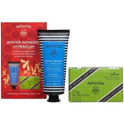 

Крем для рук Winter Wonders Hypericum для сухих и потрескавшихся рук с бальзамом, пчелиным медом, натуральное мыло с оливой Apivita