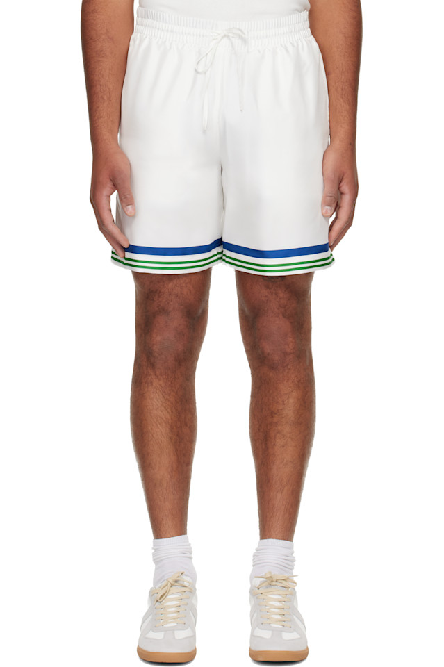 

Шелковые твиловые шорты с символикой теннисного клуба Casablanca, белый