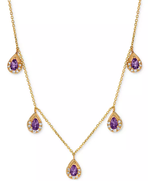 

Ожерелье-Капелька из золота 14 карат с аметистом (1 карат) и бриллиантом (1/3 карата) в форме груши длиной 17 дюймов Macy'S, amethyst