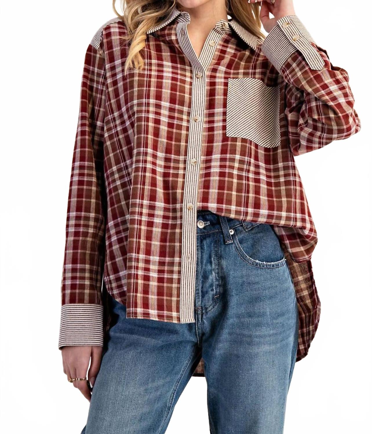 

Eesome Полосатая рубашка в красно-клетчатую клетку