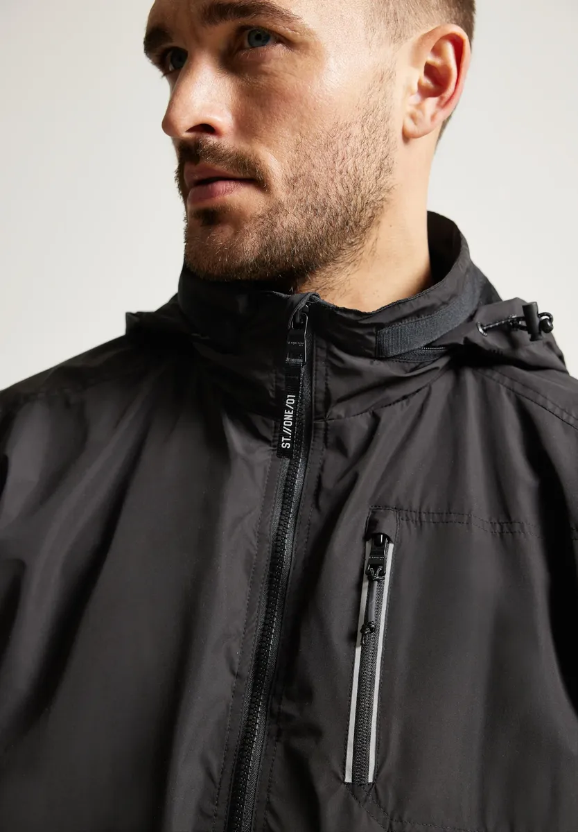 

STREET ONE MEN дождевик, без капюшона, на молнии, черный