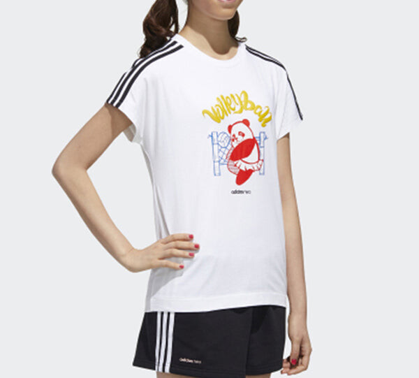 Футболка с принтом «нео панда» свободные с коротким рукавом Adidas, белый — фото 4
