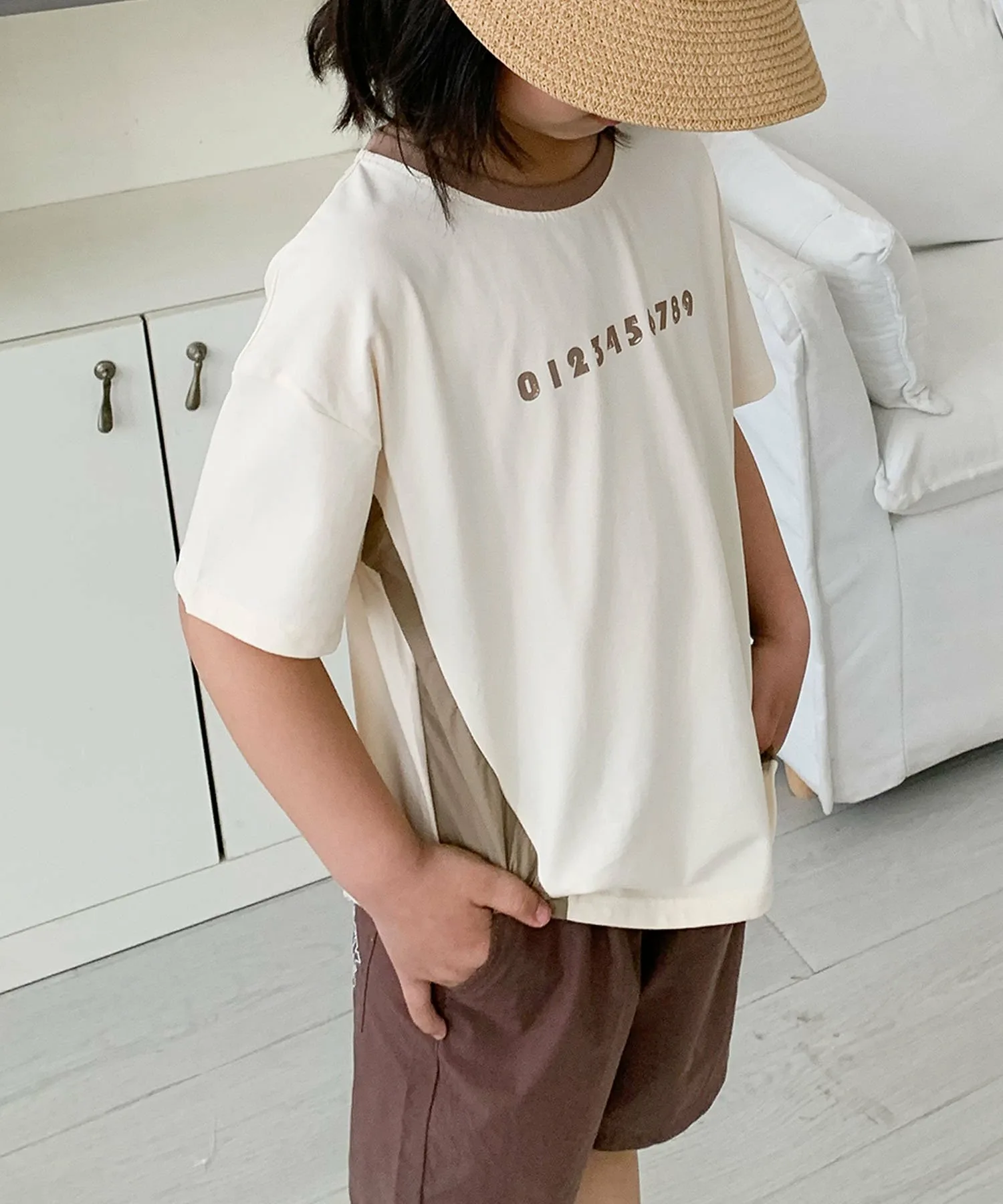 Детская футболка с цифрами и цветовой гаммой [aimoha-KIDS-] Aimoha Kids, beige — фото 3