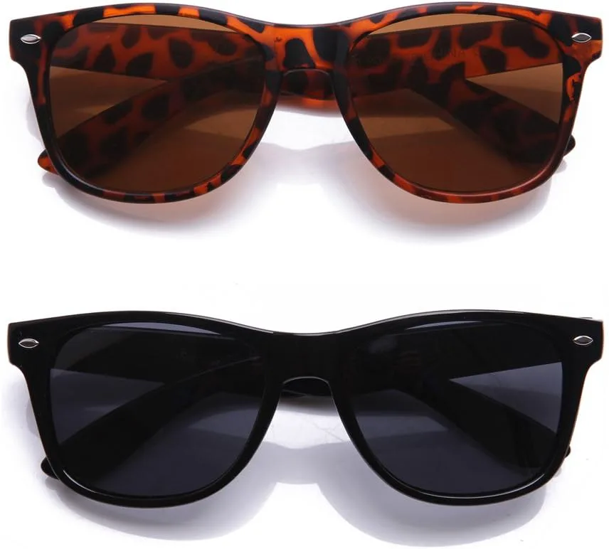 

Винтажные поляризованные солнцезащитные очки 80-х Newbee Fashion, роговая оправа (2 шт, черепаха/черный), УФ-защита, антиблик, пружинные шарниры, унисекс