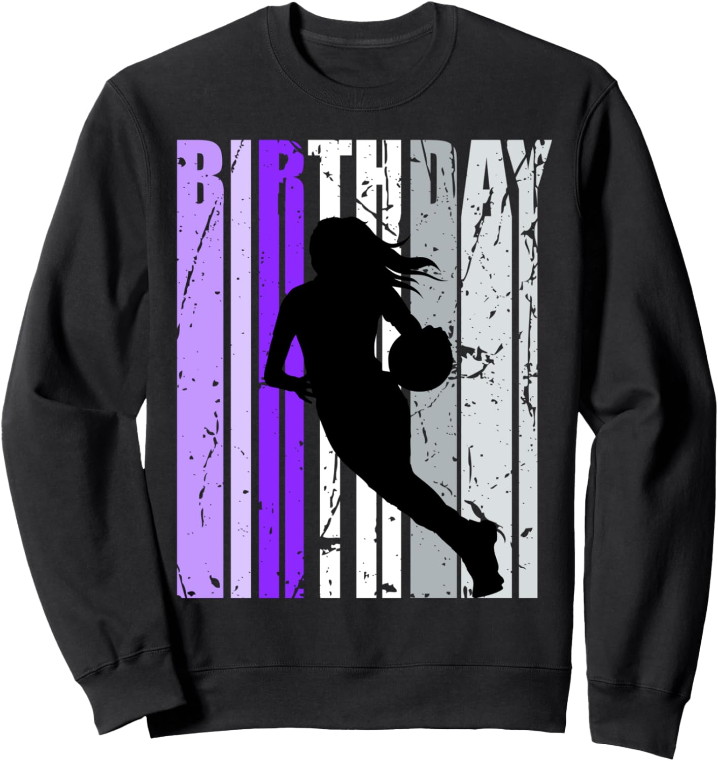 

Фиолетовая толстовка для девочек в стиле ретро с силуэтом баскетболистки на день рождения Lush Basketball