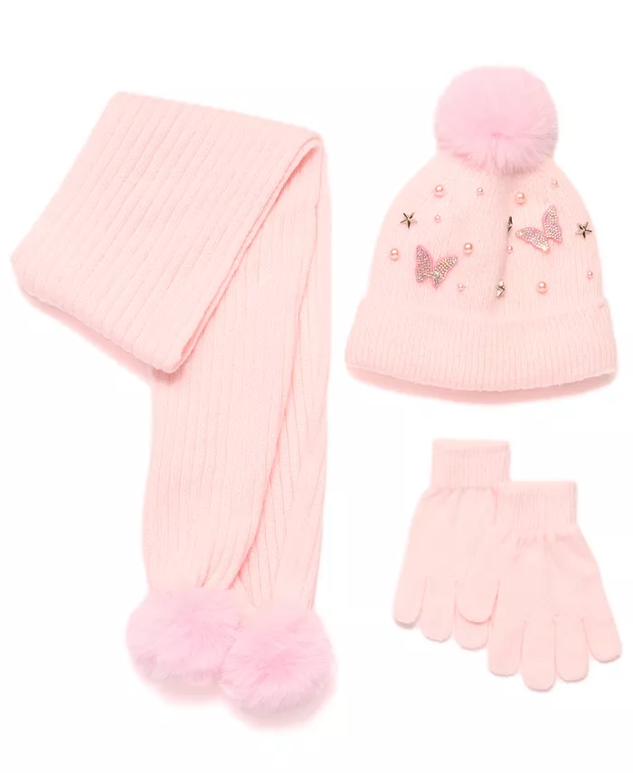 

Большой набор для девочек: шапка, перчатки и шарф Inmocean, розовый
