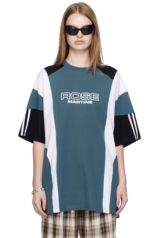 

Martine Rose Синяя свободная футболка с вставками