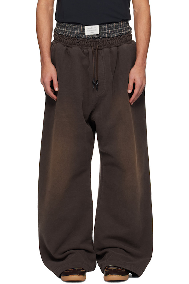 

Acne Studios Коричневые многослойные спортивные штаны с логотипом
